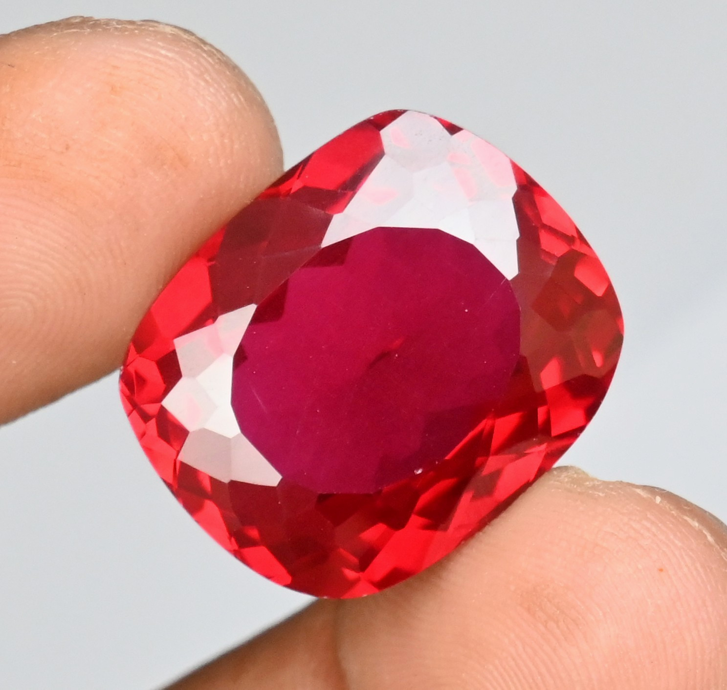 39.60 Ct Natural Mozambique Blood Red Ruby Cushion Certified Flawless Gemstone
