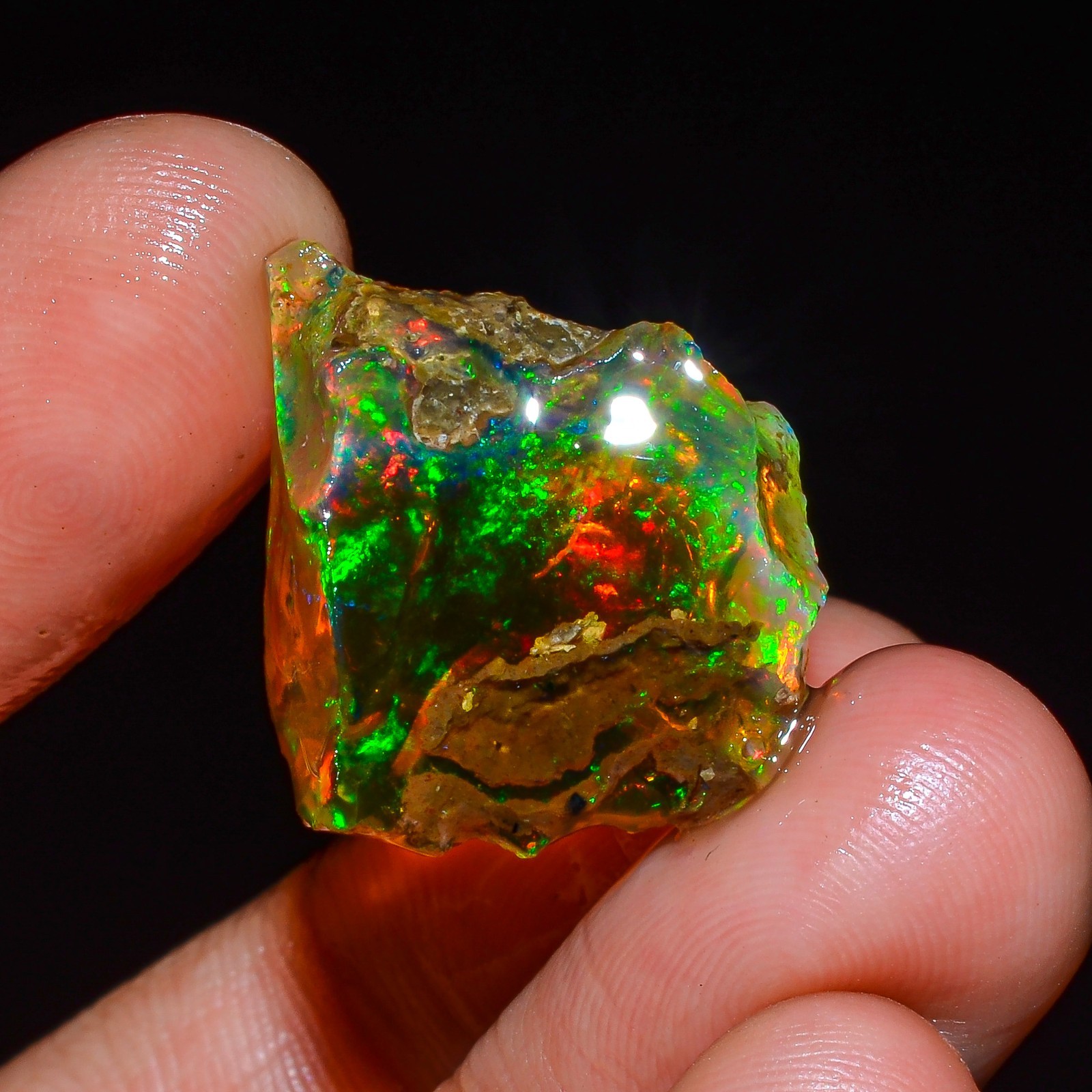 AAA++Top Grade-100%Natural Welo Fire Ethiopian Oil Opal Rough-13.00 Carat