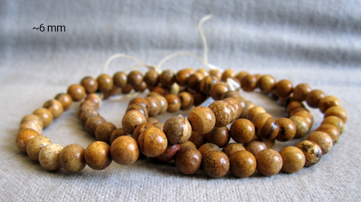 Landscape Jasper Bracelet • Approx Ø 6 and 8mm / Approx 15-23cm • Elastic
