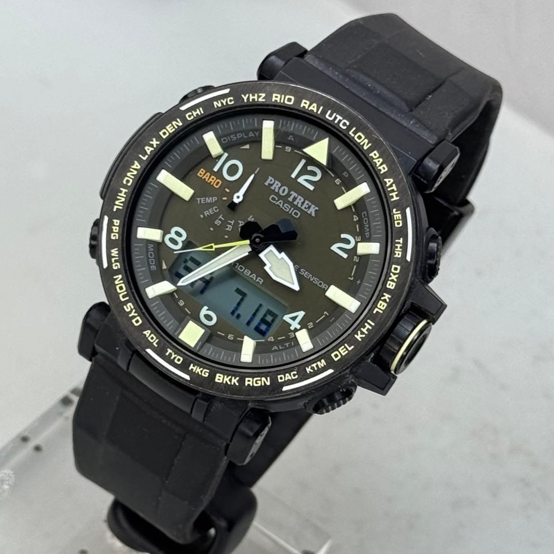 Excellent Condition PROTREK PRG 650YL Tough Solar Black Ana Digi Working