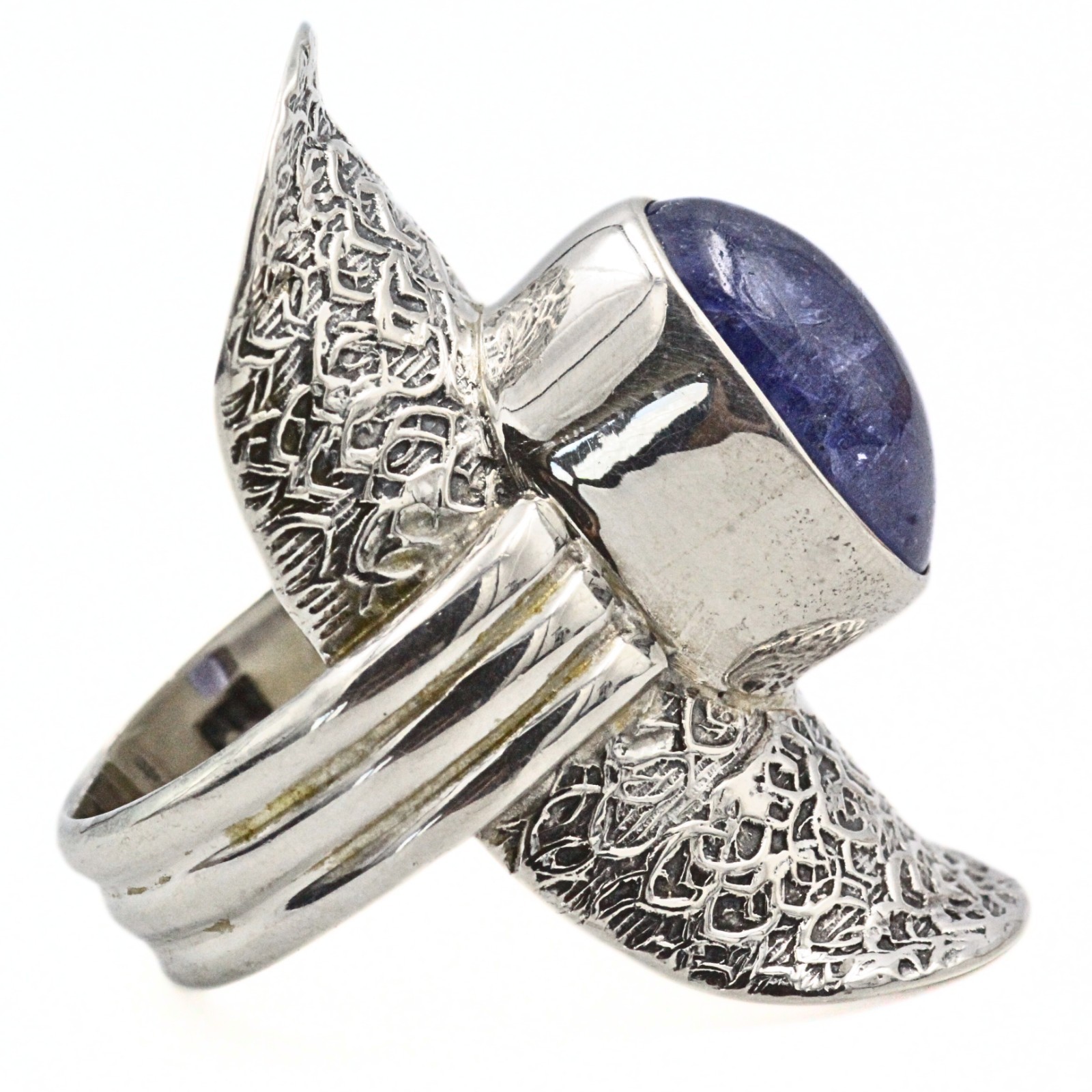 Statement Signed Sterling Silver Lavander Tourmaline Cocktail Ring Sz 7.