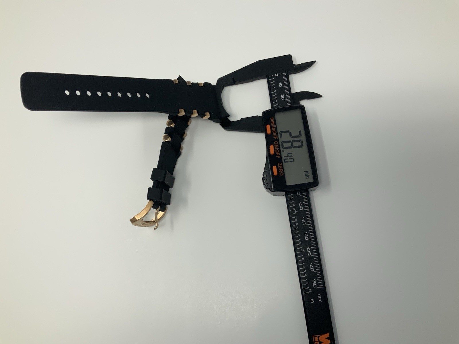 NOS Swiss Legend Black Rubber with rose gold buckle 19mm