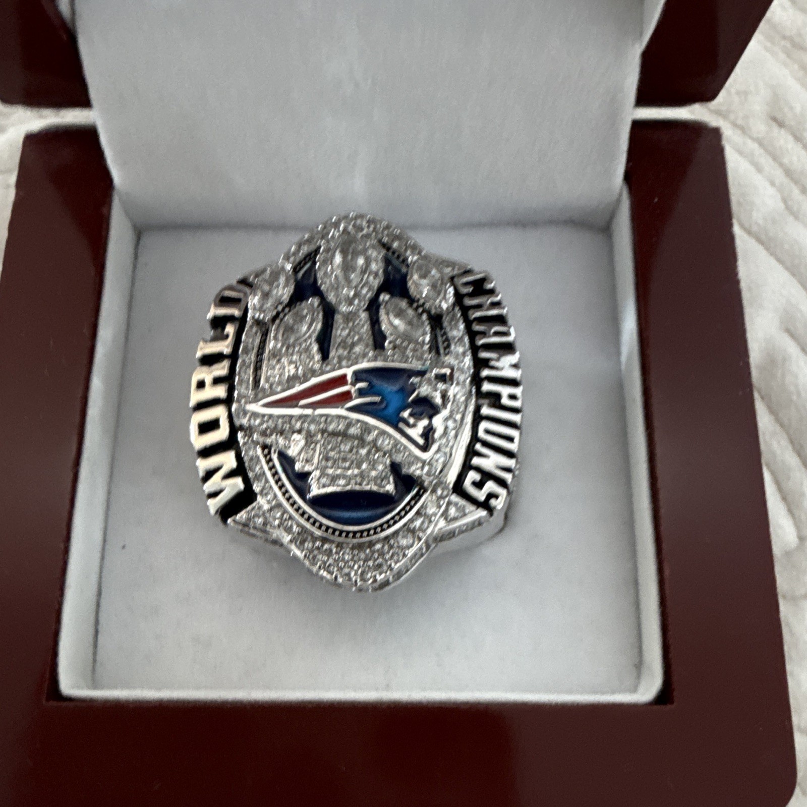 NE Patriots Supperbowl Alloy Steel Ring Blue / Steel Color Ring Size 10? I Think