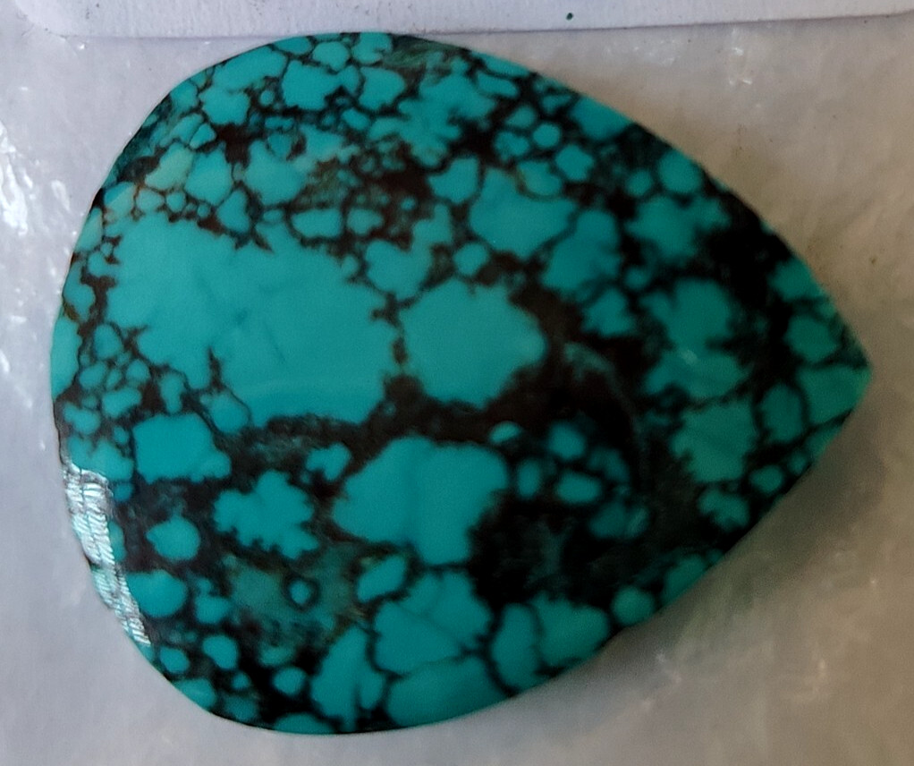44.90 Ct. Natural Black Spiderweb Turquoise Blue Untreated Pear Loose Gemstone