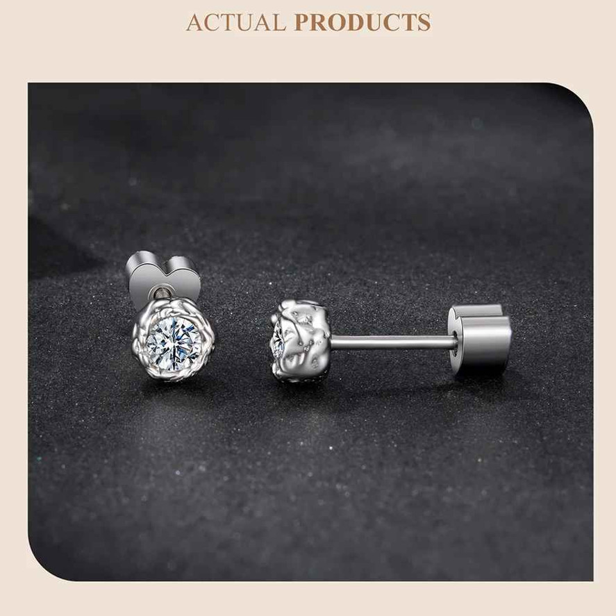 A House Of Jewelry D VVS1 Moissanite Crystal Sugar Stud Earrings 925 Silver GRA