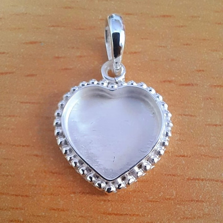 925 Sterling Silver 4mm Heart Bezel Pendant Blank DIY Resin Jewelry Setting