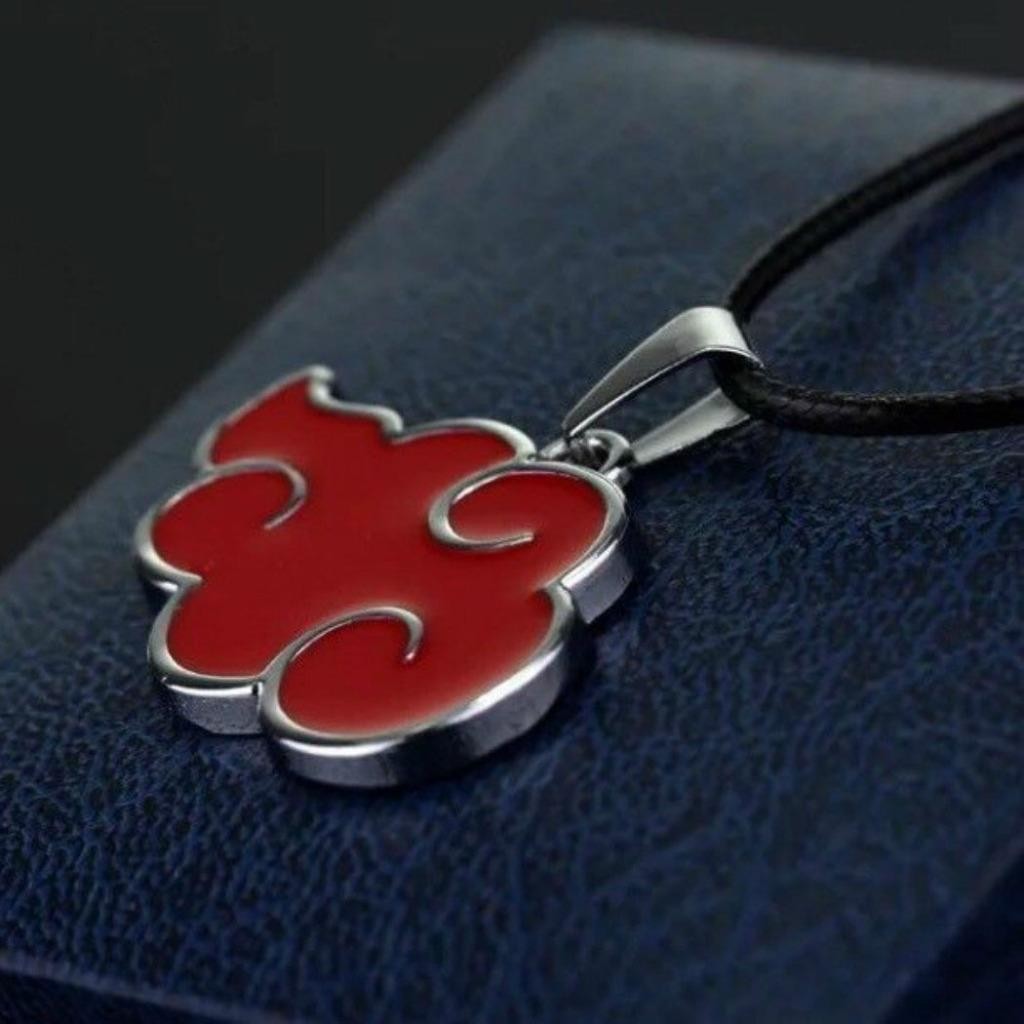 NARUTO AKATSUKI NECKLACE 1.4″ Pendant Red Cloud Manga Anime Fan Cosplay