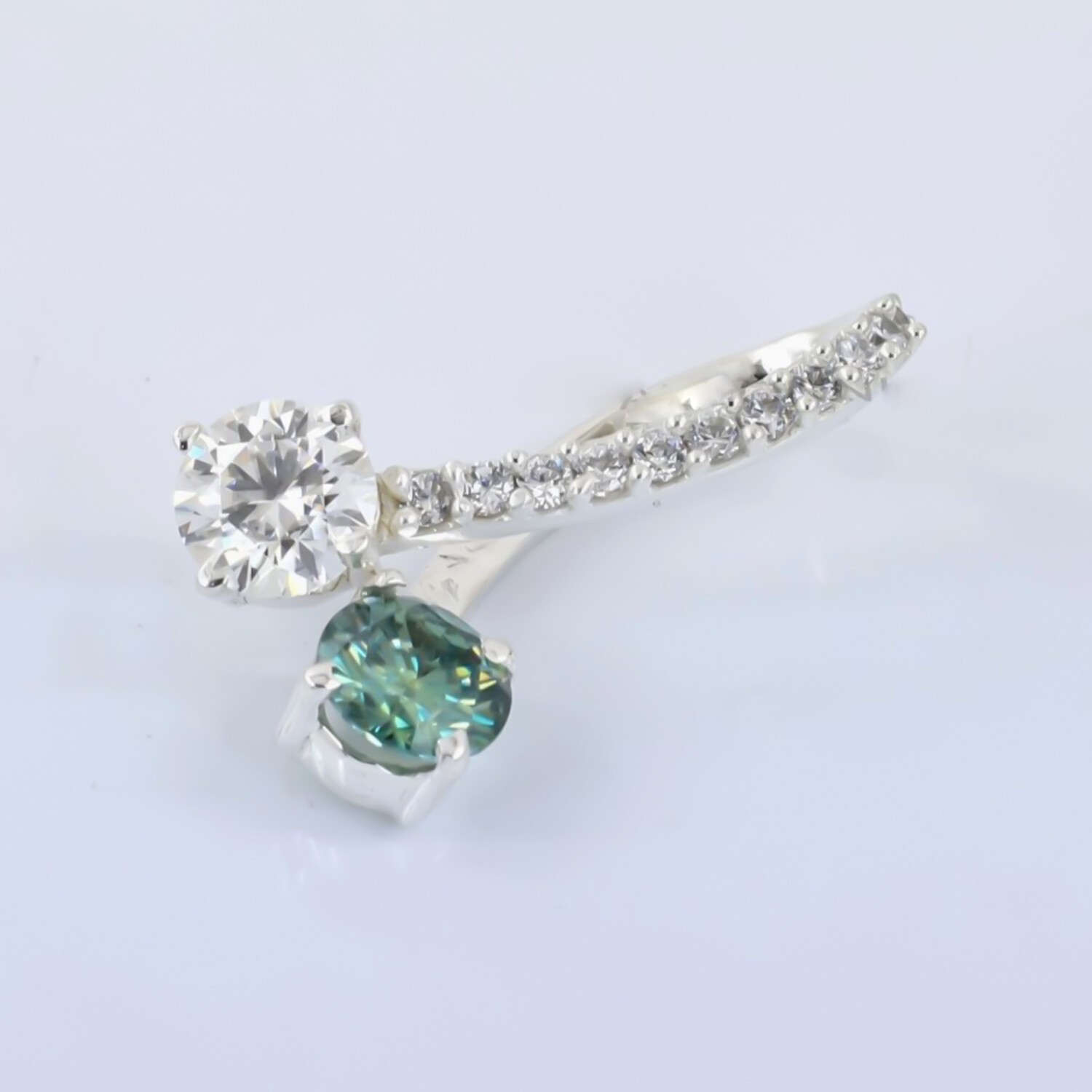 1.90 Ct Blue Moissanite Round Cut Bridal Pendant in 925 Sterling Silver Women