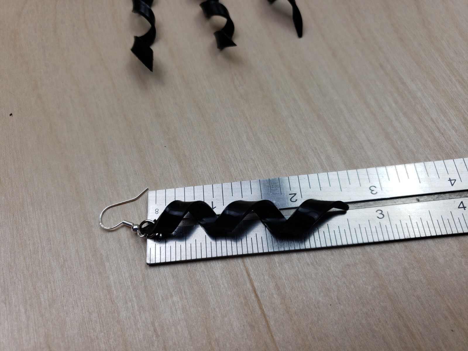 Upcycled Earrings Spiral Ribbon Twist 3D Curl Made From Upcycled LP Rock N Roll