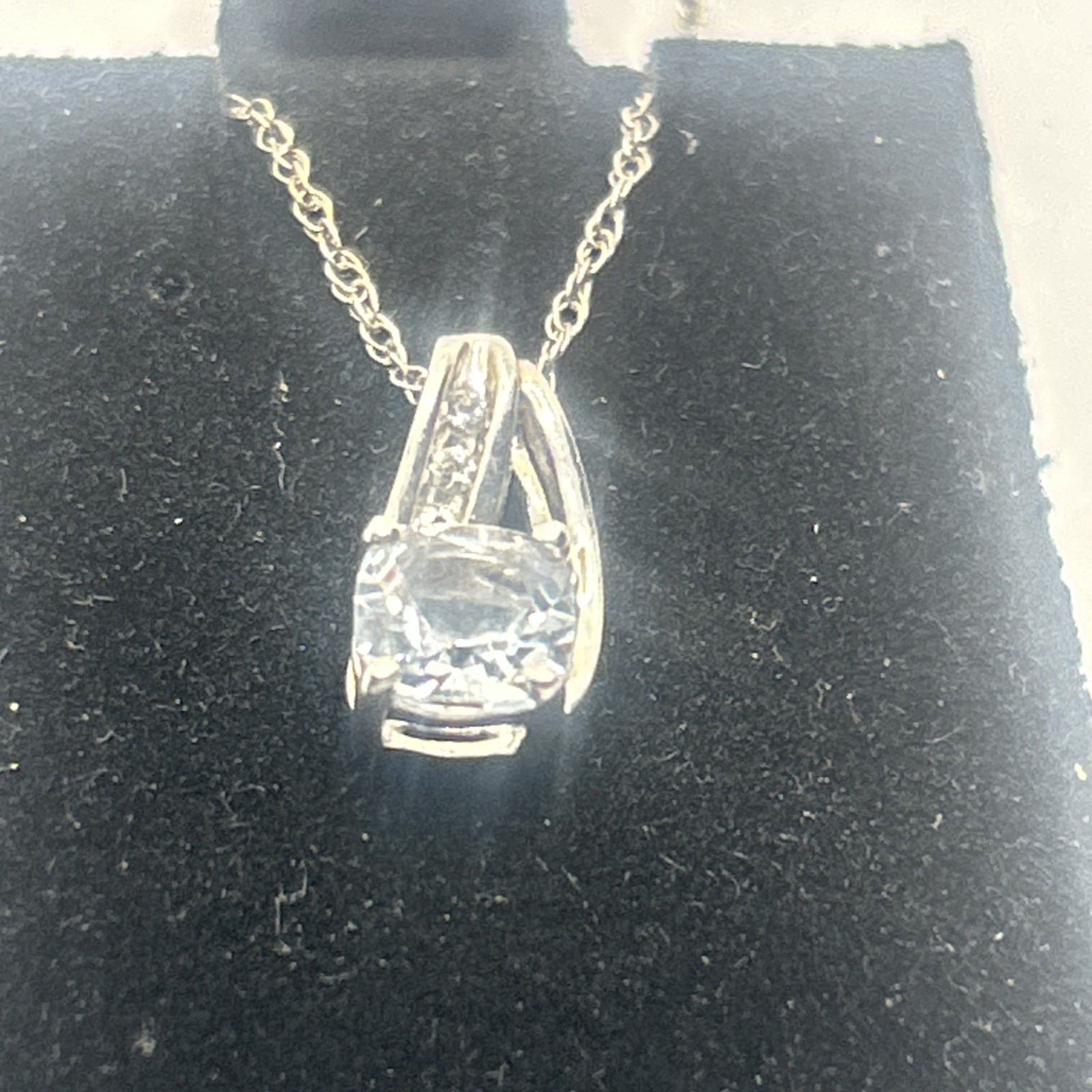 NEW Aquamarine and white sapphires Pendant Necklace 18″ Sterling Silver, 925