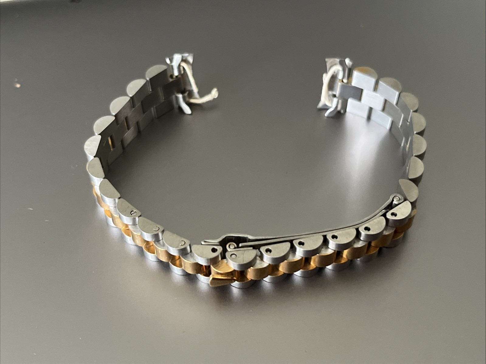 13 mm Watch Bracelet President S/ Steel Two-Tone Mat/Polish Hidden Folding Clasp