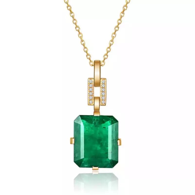 ZARD 18K Gold Plated Green Emerald Cut Cubic Zirconia Pendant Necklace