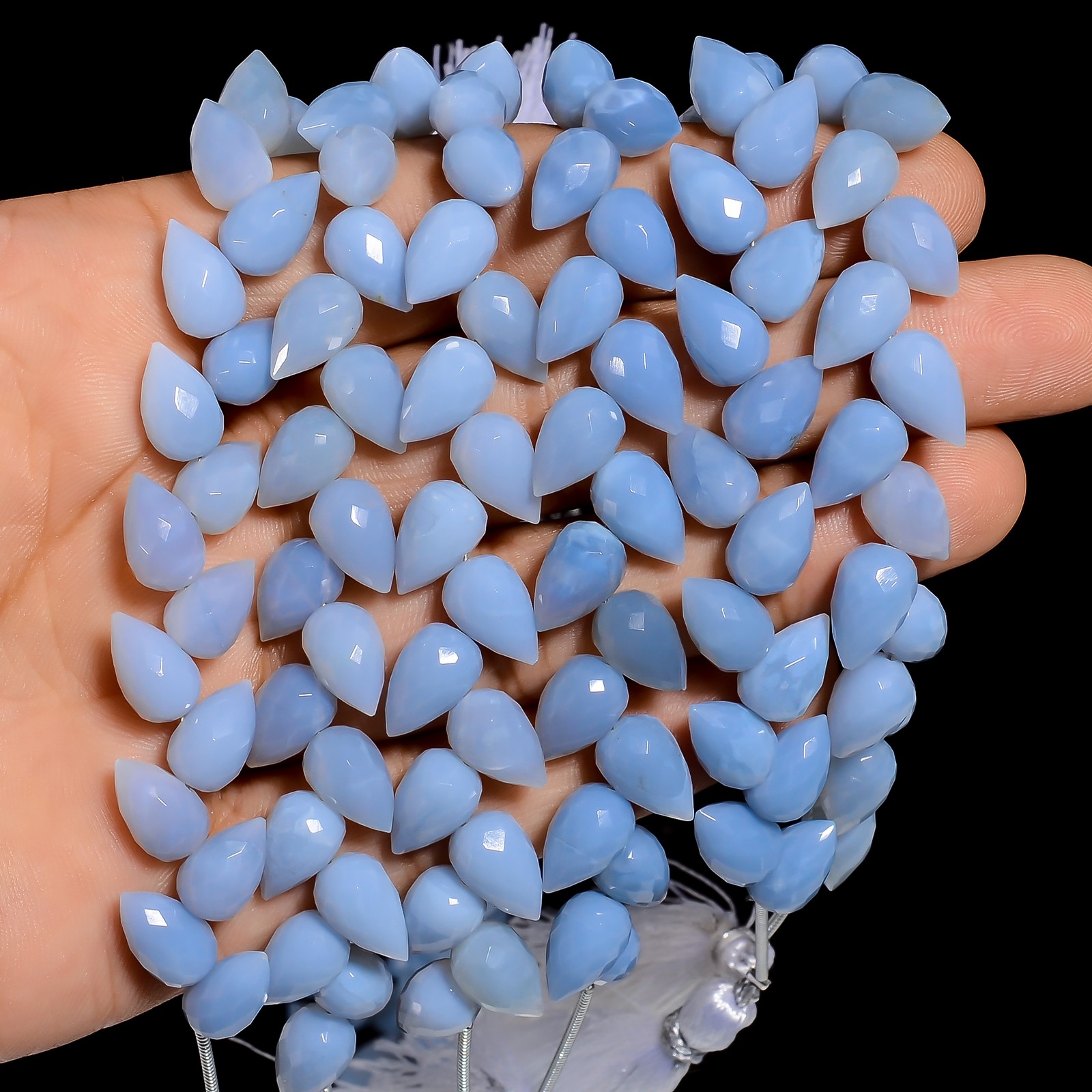 Natural Blue Opal Gemstone Teardrop Shape Faceted Beads 10X6 mm Strand 18-22 Pcs