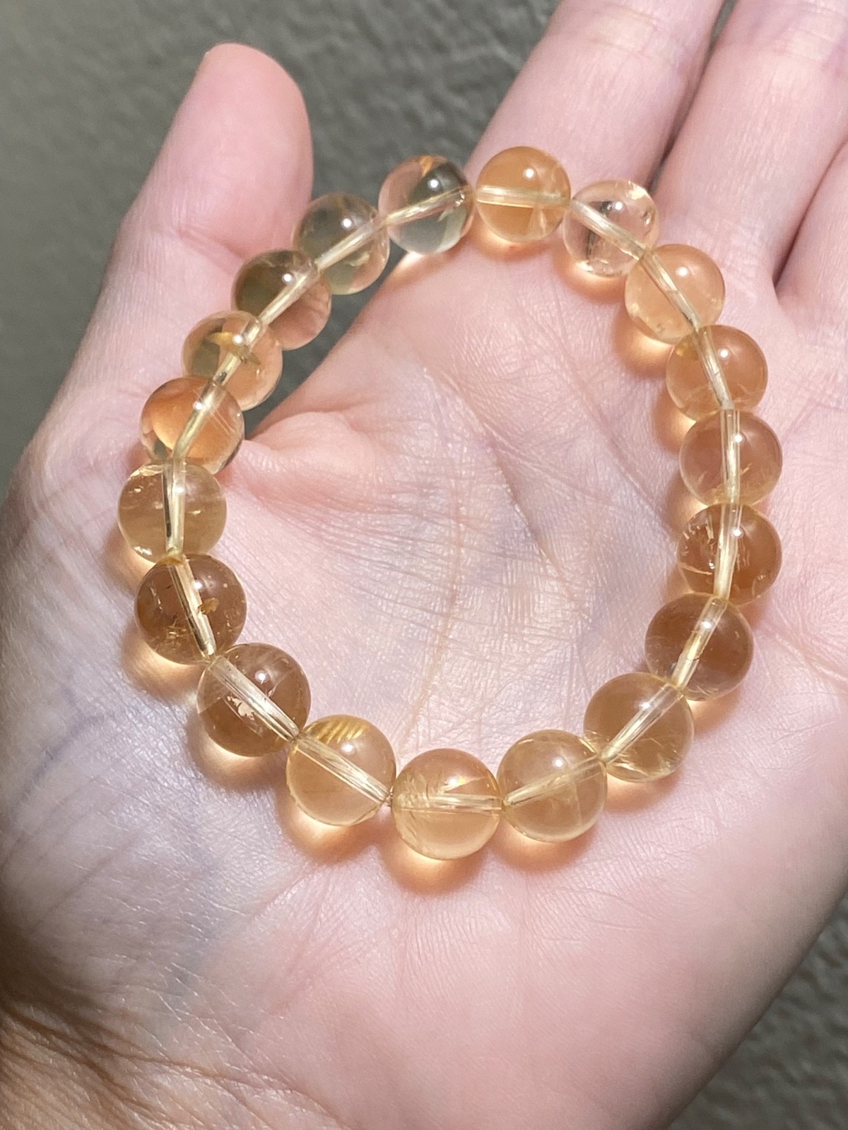 Natural Citrine Bracelet – 10.8mm Genuine Golden Citrine Crystal Bracelet