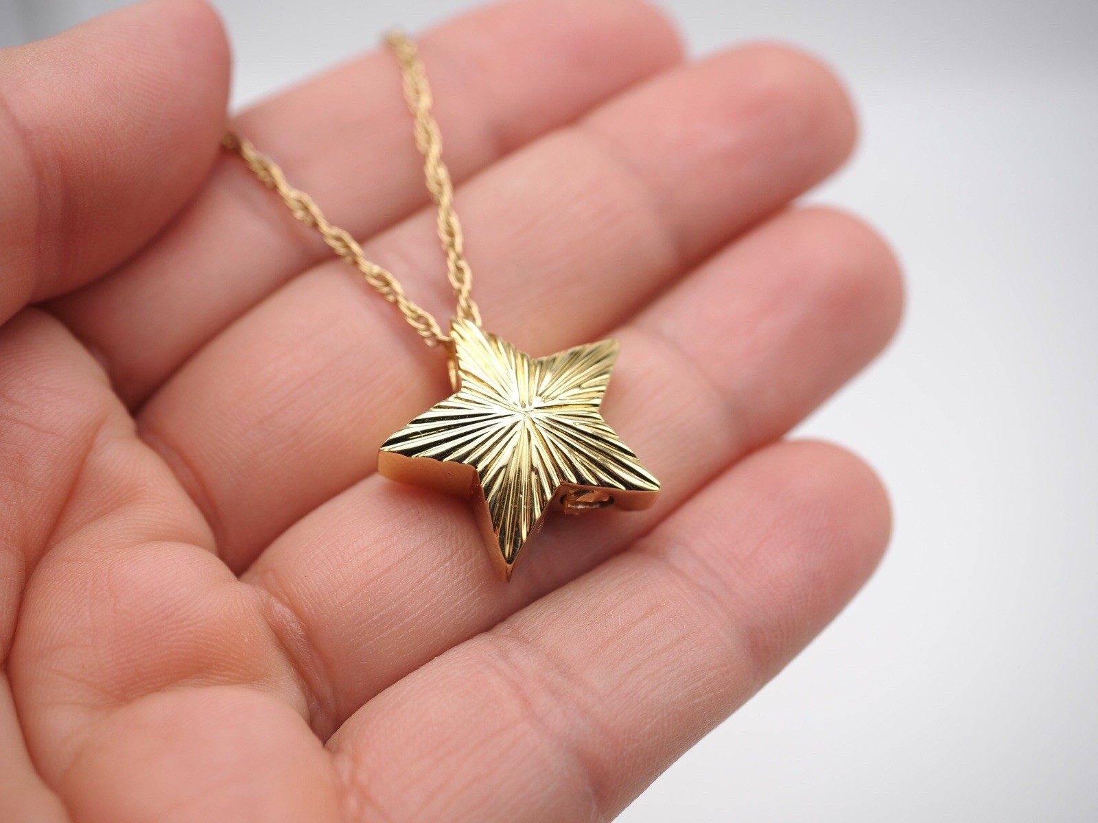Unique Star Cremation Keepsake 14k Gold Plated Over 925 Sterling Silver