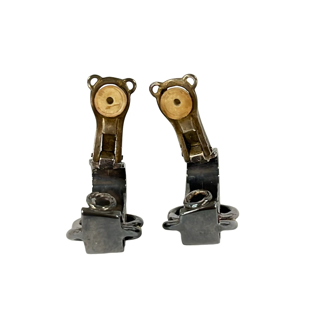 HERMES Deux Anneaux Silver Hardware None Clip On Earrings