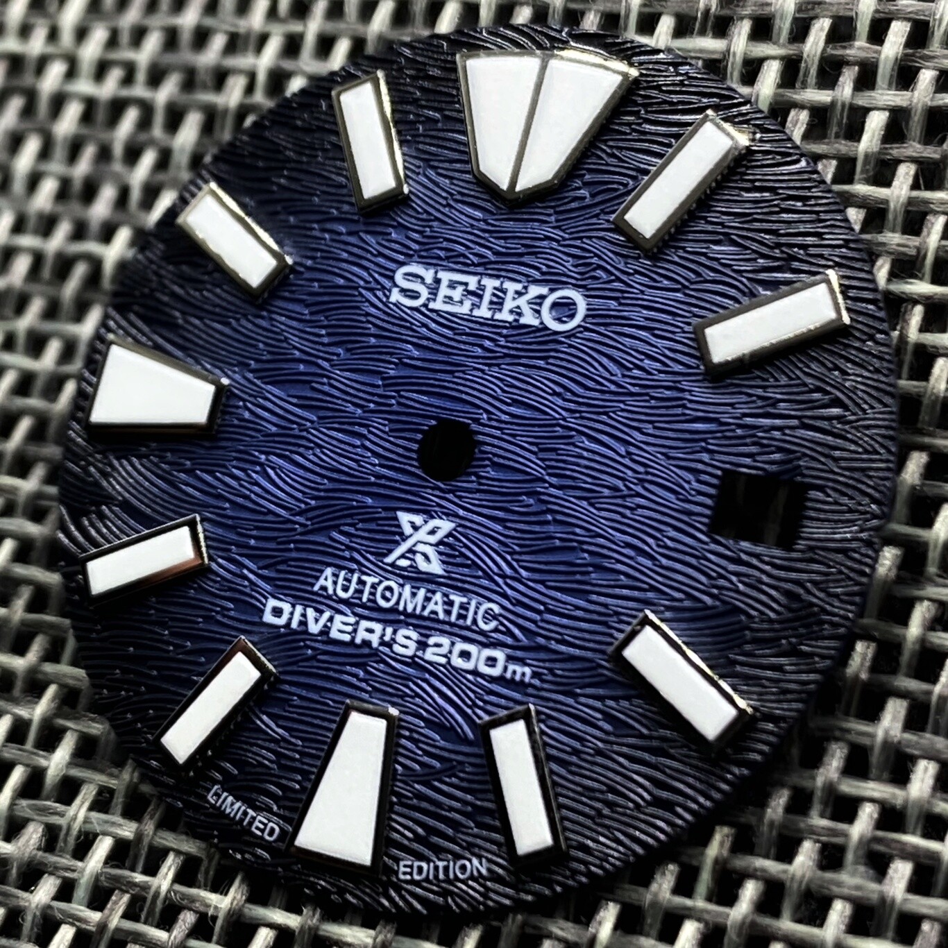 New SAVE THE OCEAN DEEP BLUE SAMURAI DIAL DATE FOR SEIKO NH35 NH36 SKX007 w/Ring