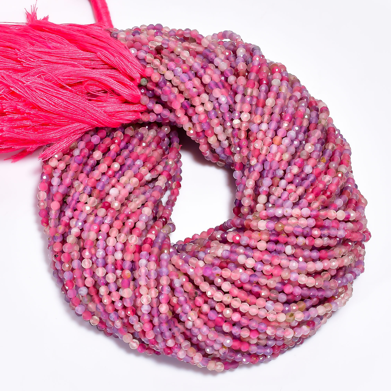 Natural Pink Tourmaline Gemstone Round Faceted Beads 3X3 mm Strand 13″ EB-679