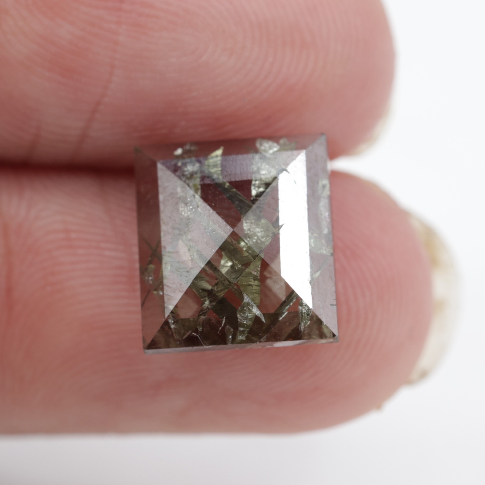 2.69Ct Square Cut Diamond Greenish-Grey Colored Diamond Use For Engagement Ring