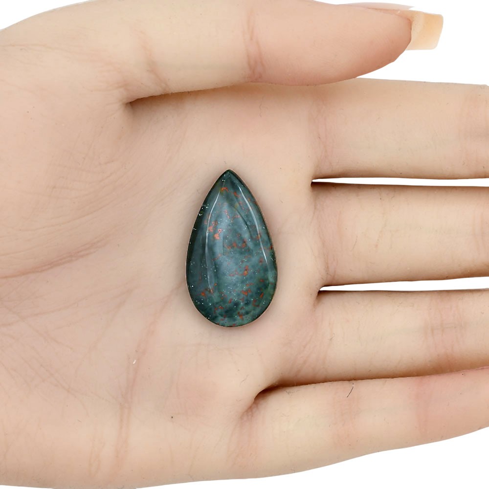 Natural Blood Stone 28.35×16.55×4.5 mm Pear Shape Polished Gemstone LS02188-32
