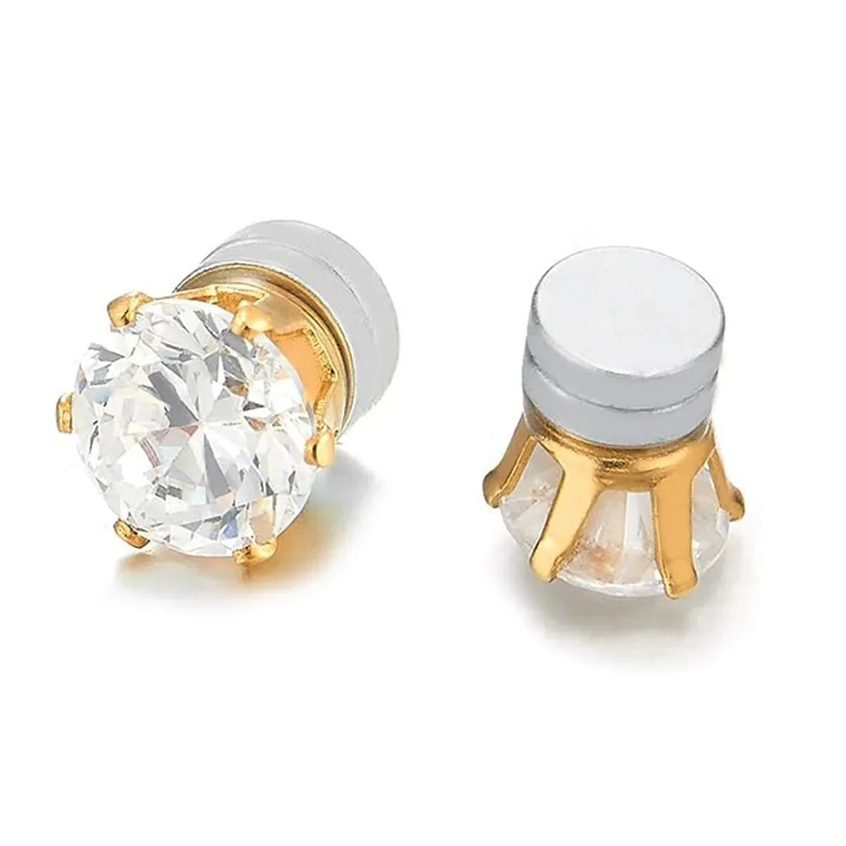 Steel Magnetic Stud Earrings 6/ 8MM For Women Men Non-Piercing Clip On Stainless