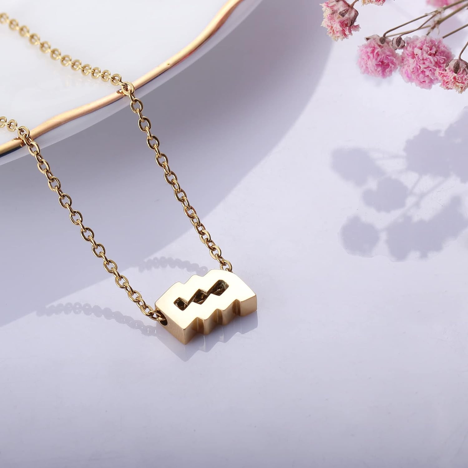 18K Gold Plated Astrology Necklace for Women Jewelry,12 Zodiac Pendant Horoscope