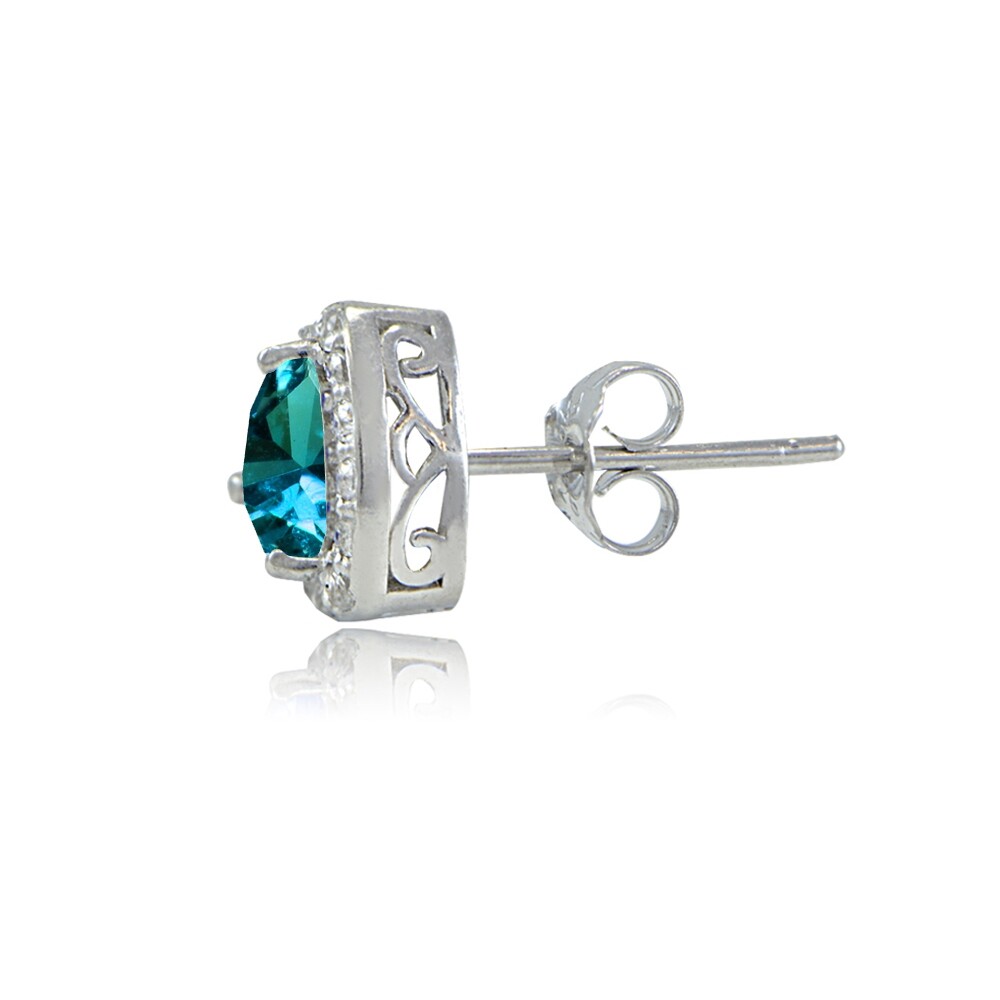 Sterling Silver London Blue Topaz & White Topaz Trillion-Cut Stud Earrings