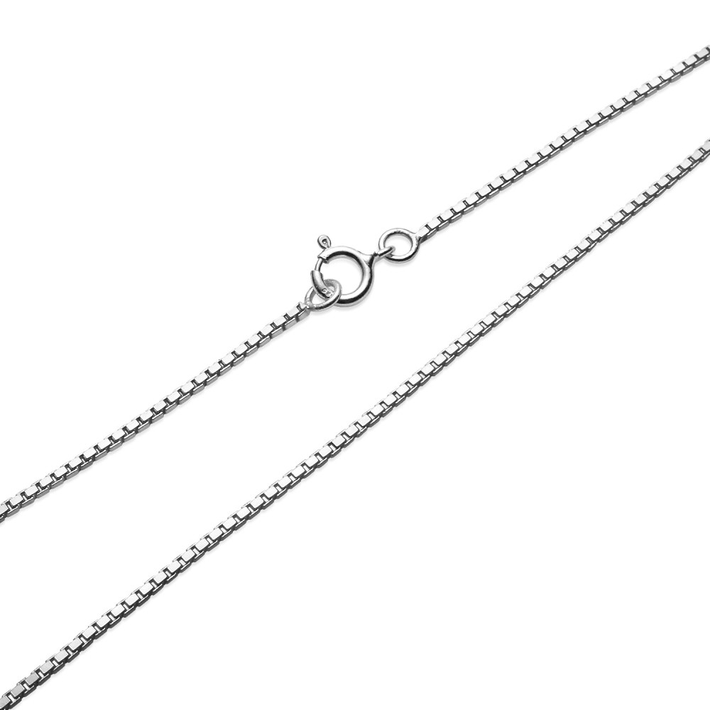 1.3mm Box Chain Dainty Necklace in Sterling Silver, 1.38 Inches