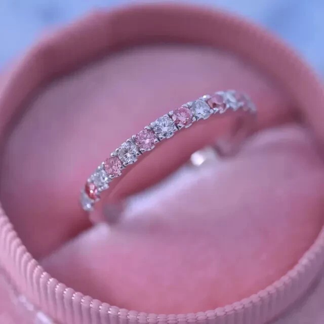 2Ct Created Pink Sapphire Round Cut Eternity Wedding Band 14k White Gold Plated