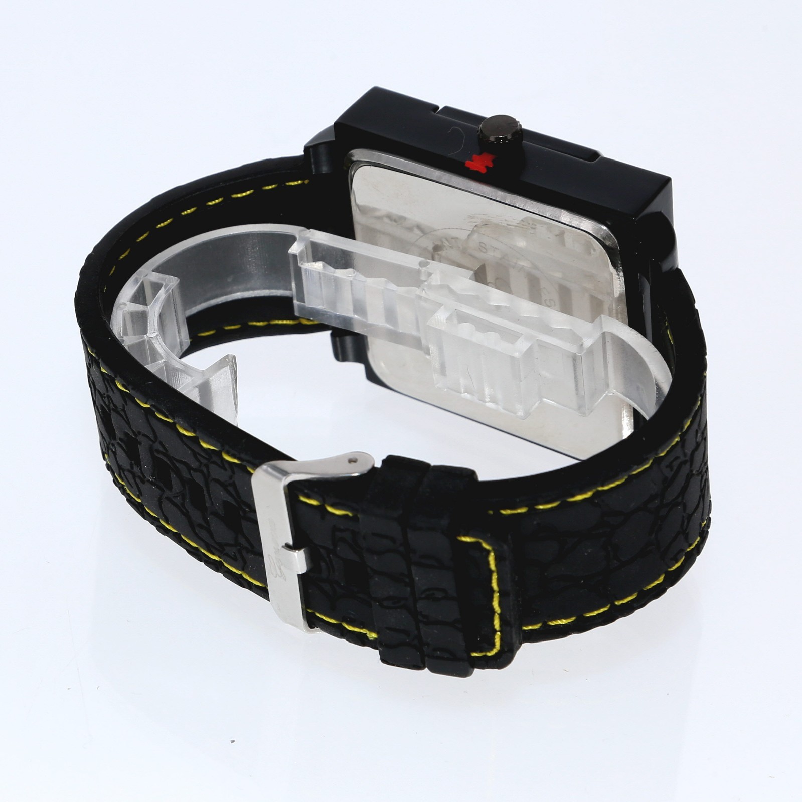 48mm x 48″ Oversized Square Men’s Quartz Watch with Black Silicone Band