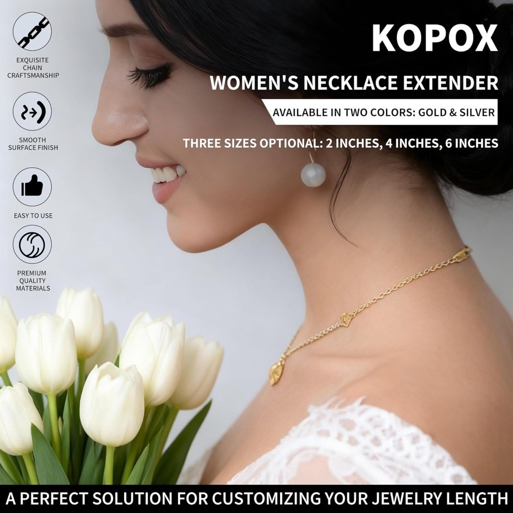 Necklace Extender Chain Set Gold and Silver Plated 2 4 6 Inch Delicate Jewelry
