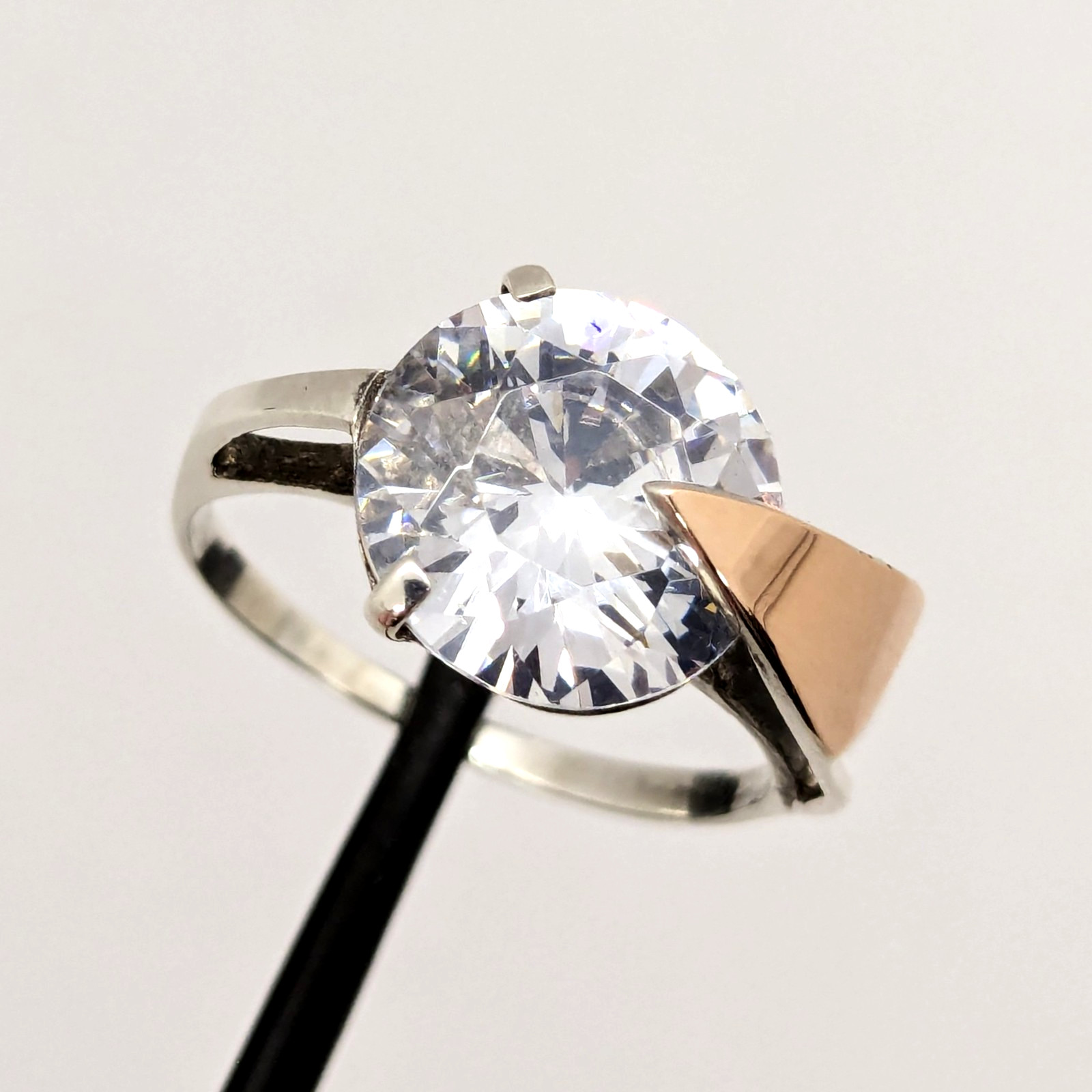 Vintage Luxury RING Silver 925 with Gold Inlay 375 and Stone -size: 10US | #76
