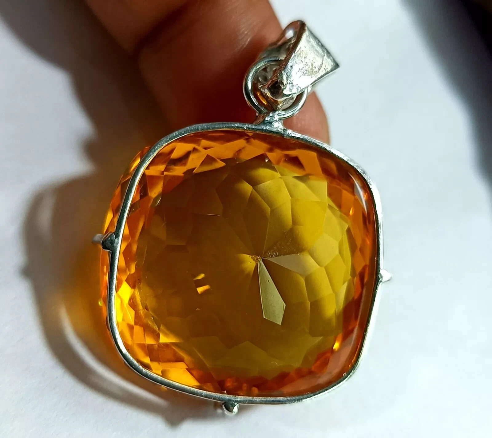 Natural 140 Ct Citrine 925 Sterling Silver Cushion Cut Pendant AAA Gem