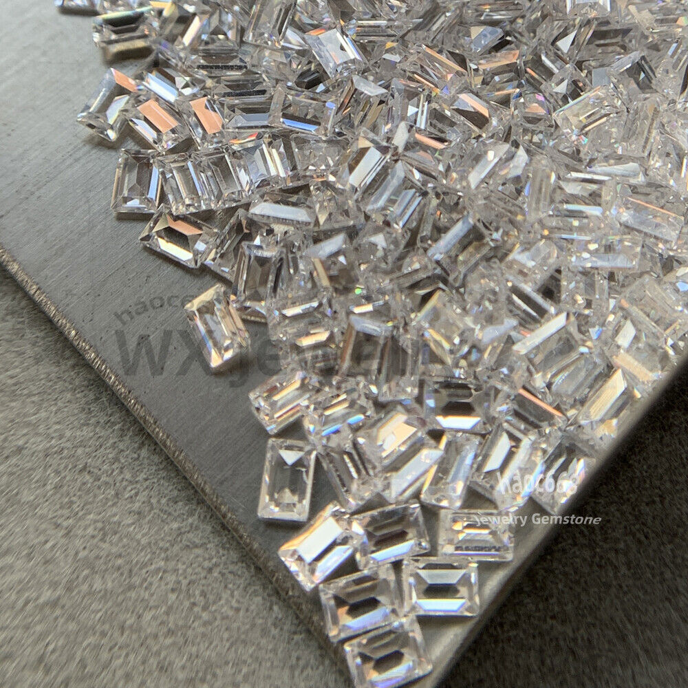 White Transparent Rectangular Loose Cubic Zirconia Baguette Synthetic Gemstone