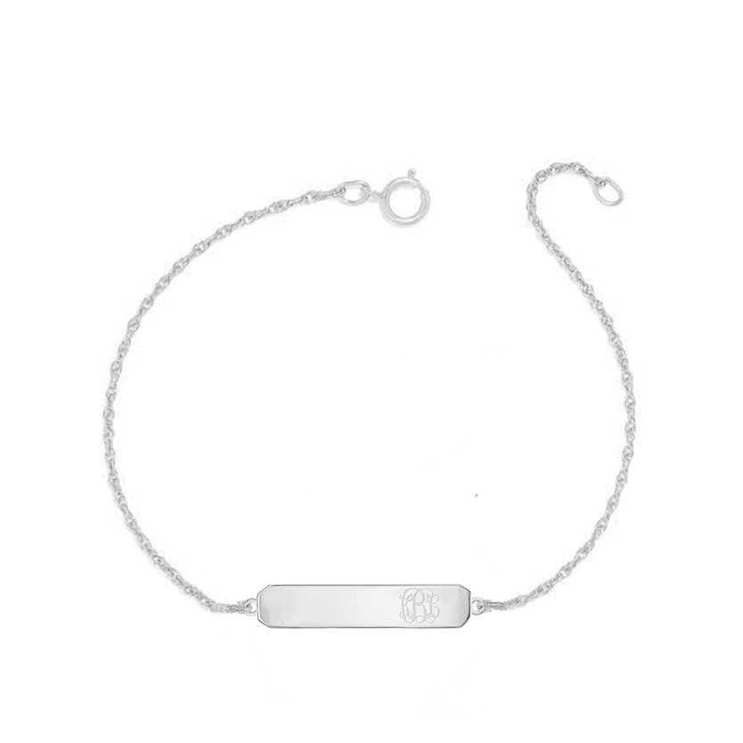Personalized Any Engraving 1″ Bar Link Bracelet in 925 Sterling Silver