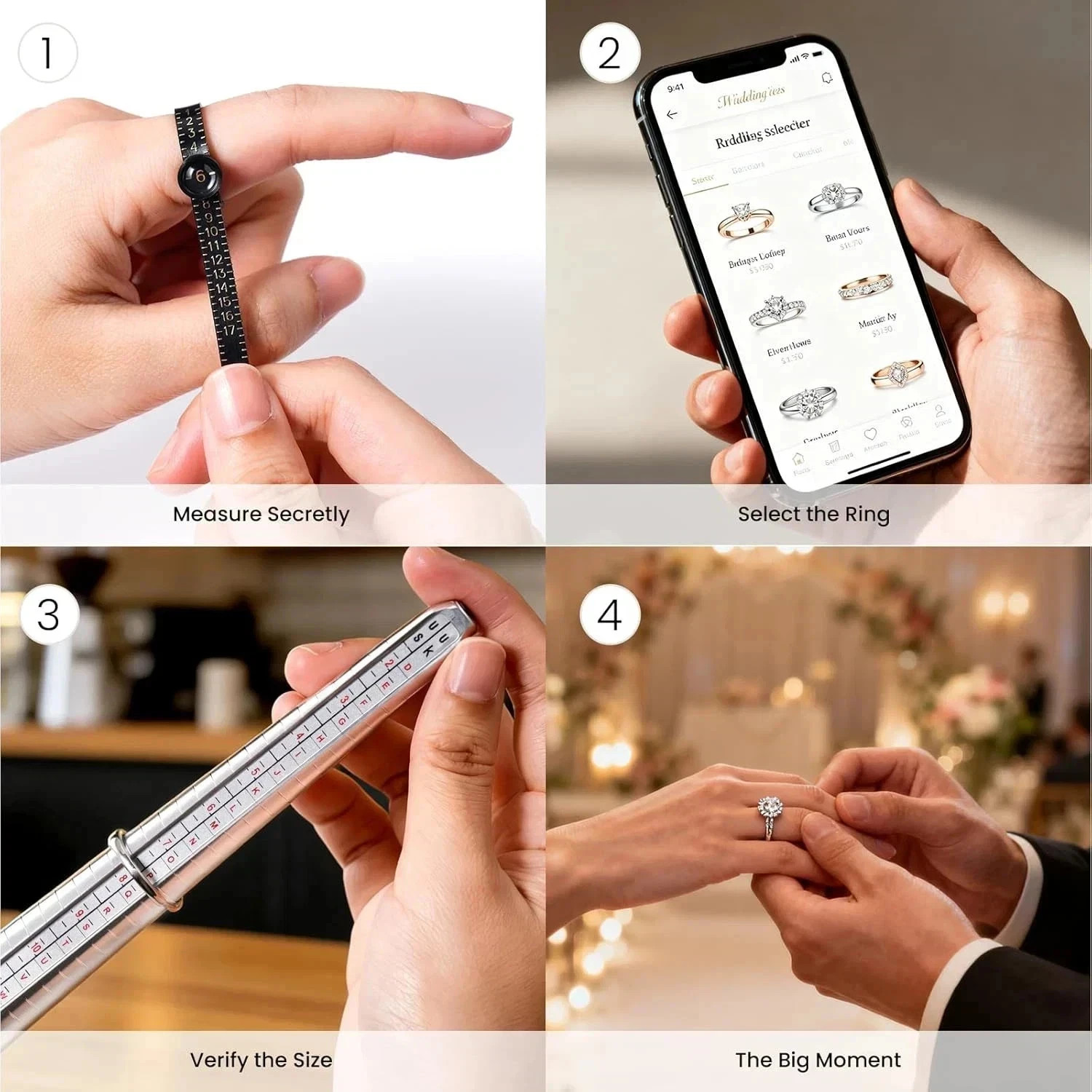 4PCS Ring Sizer 1-17 REIDEA Measuring Jewelry Sizing Tool, Reusable Finger Size