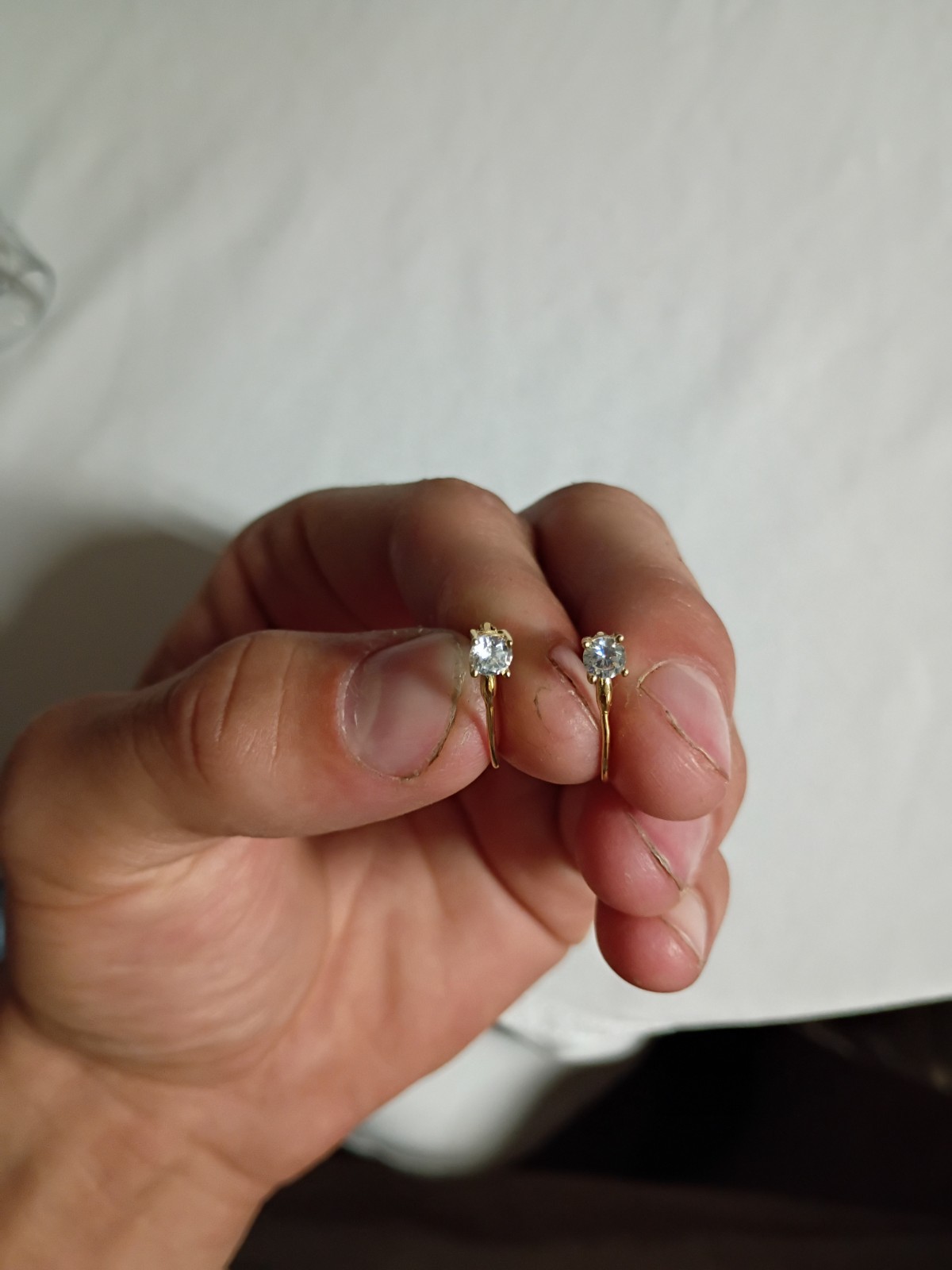 925 Sterling Silver Earrings Gold Tone With Cubic Zirconia Stones