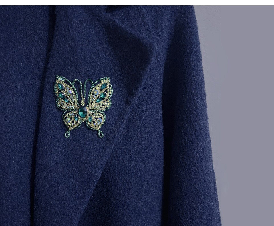 Elegant Small Size Green Butterfly Insect Woman Pendant Brooch Pin Crystal