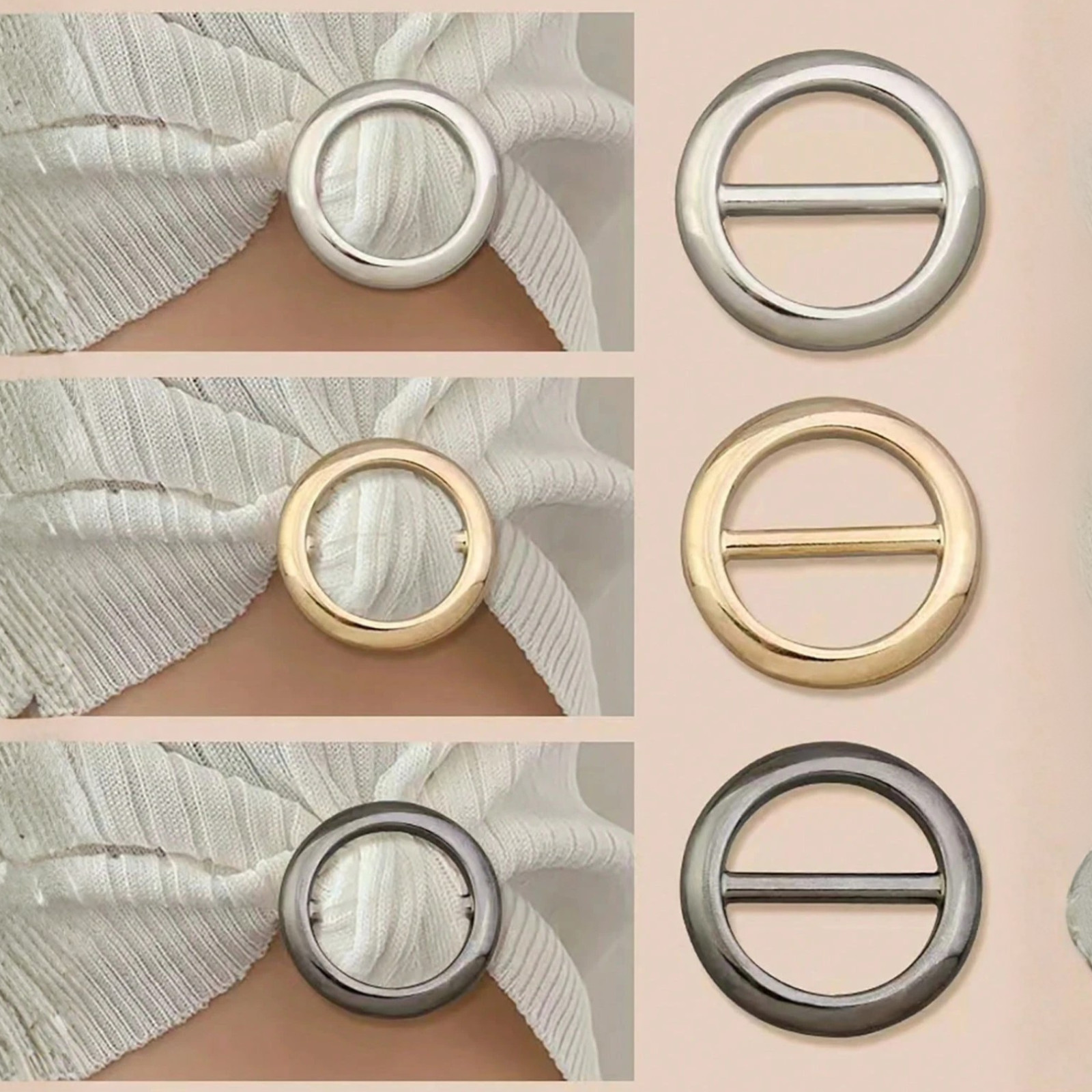 3Pcs Metal Silk Scarf Ring Clip T-Shirt Tie Buckle Holder Women Girls Shawl Gift