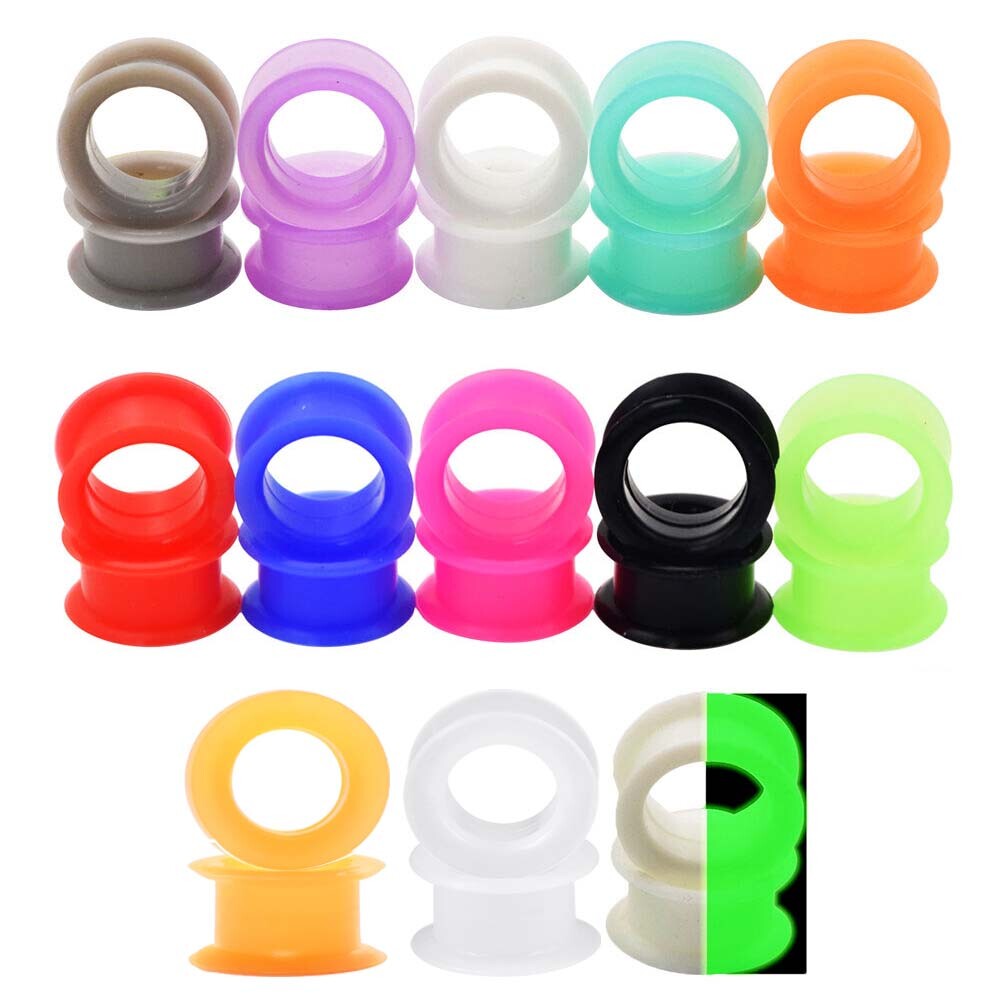 1 Pair Thick Silicone Ear Gauges Plugs Soft Flesh Tunnels Ear Stretchers 2g-1″