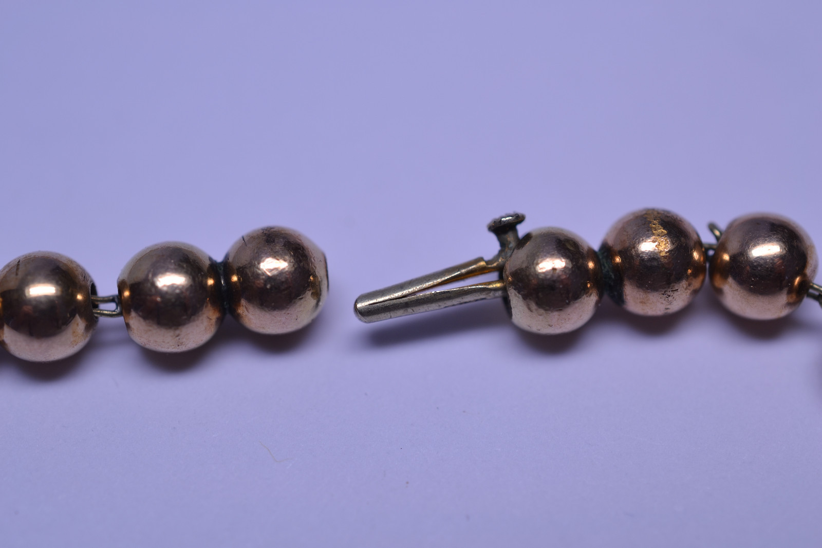 VINTAGE GOLD FILLED 5.4 MM BEADS ON CHAIN NECKLACE – 20.5 IN. LONG – 29.1 GRAMS