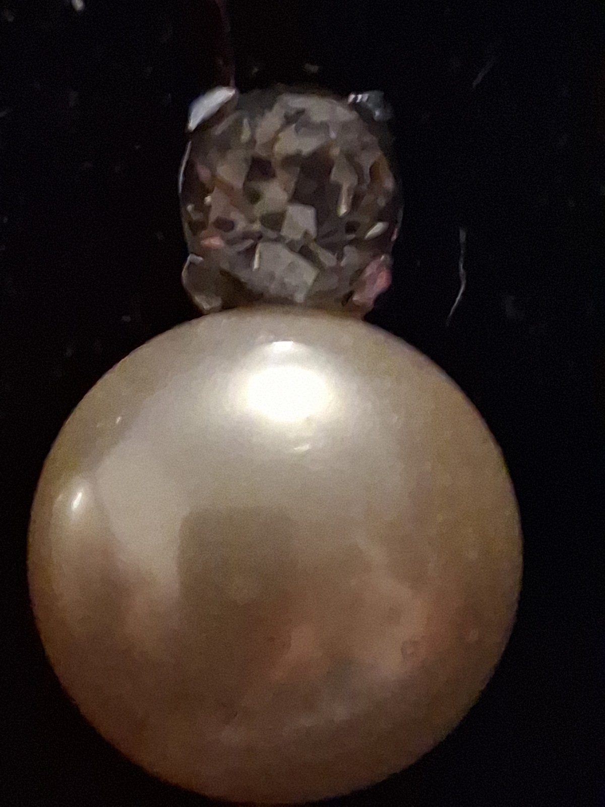 Vintage Mazer Bros Sterling Silver Faux Pearl Clear Rhinestone Clip On Earrings