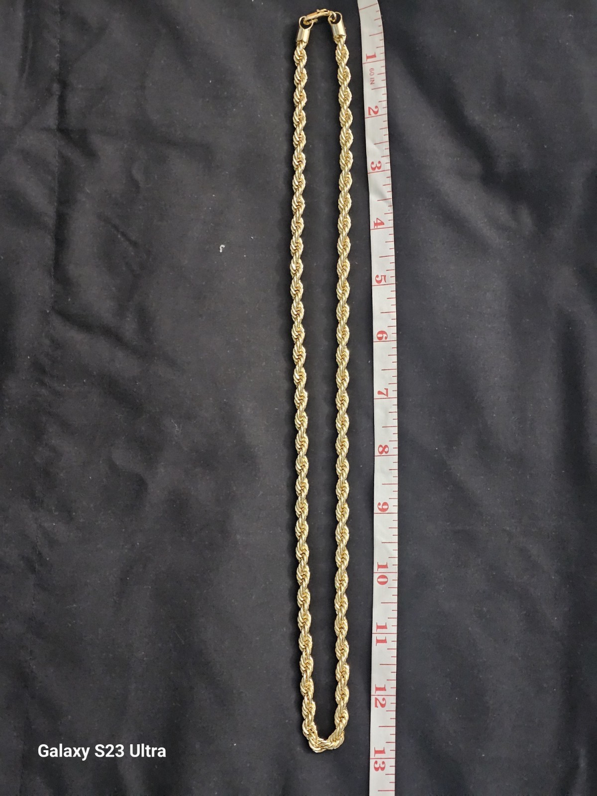 26in. 14k Gold Plated brass-5.9mm Rope Chain Necklace Lobster Clasp
