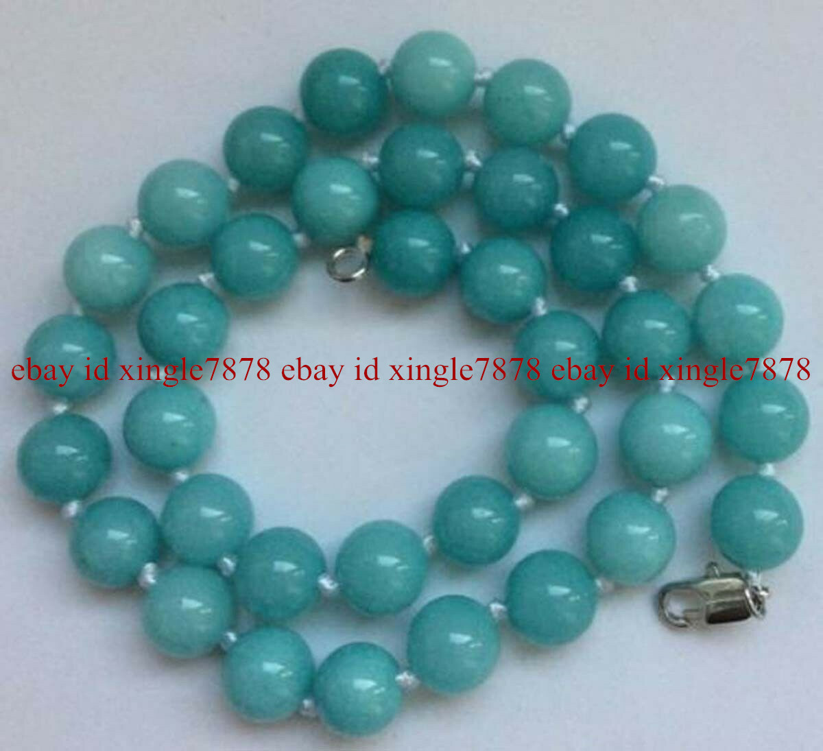 8mm Natural Blue Amazonite Gemstone Round Beads Necklace 20″