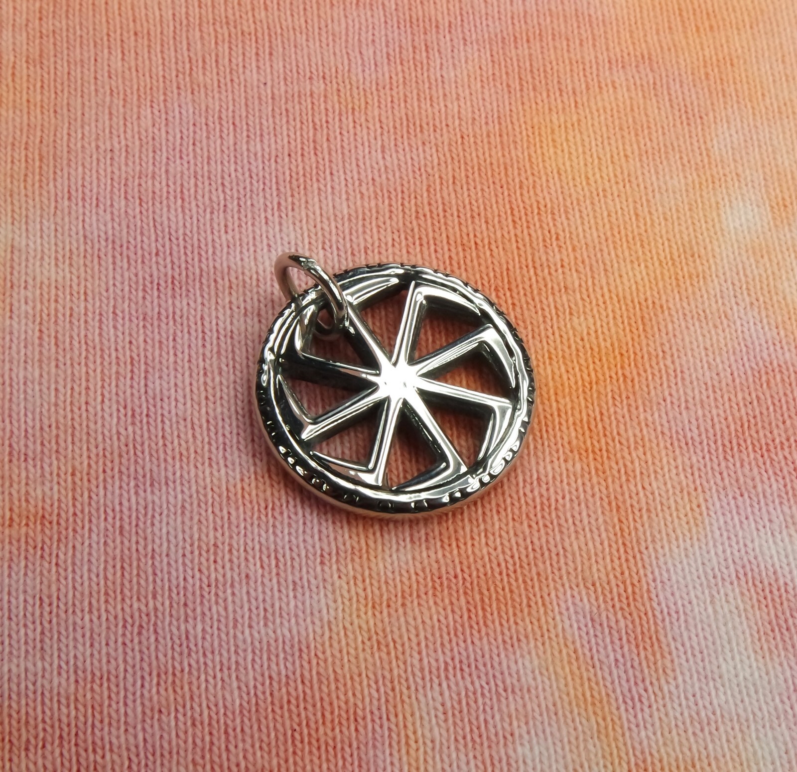 Small Kolovrat Necklace, Rodnovery Slavic Native Faith Waterproof Stainless Stee
