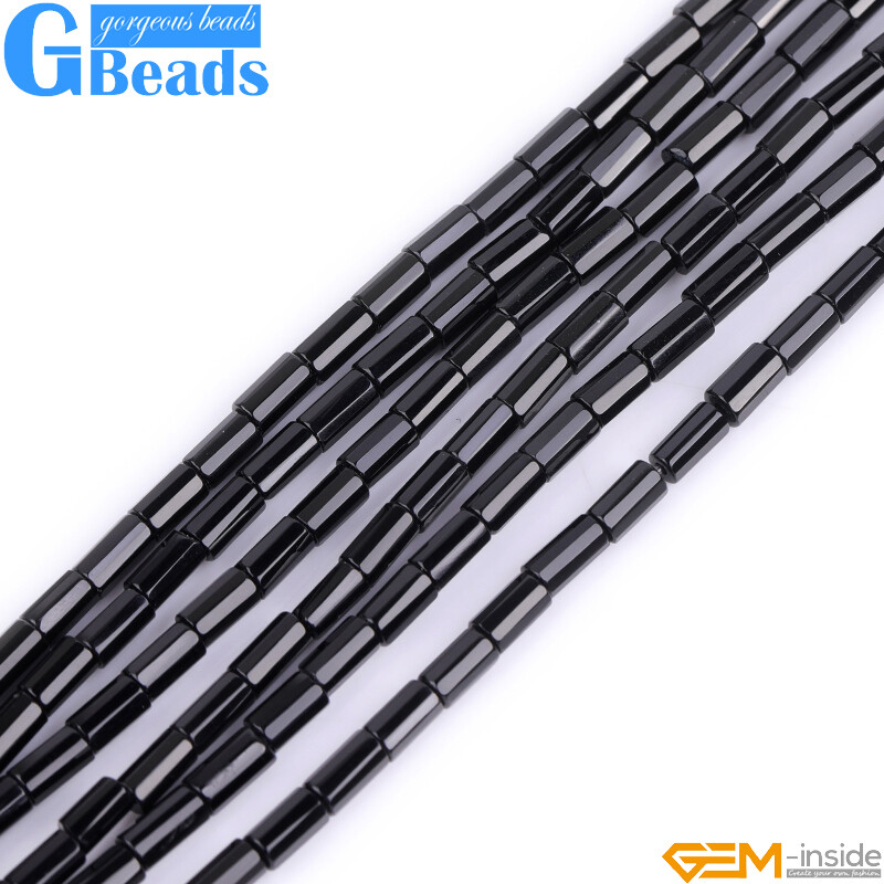 Black Agate Onyx Tube Beads – Natural Faceted Column Loose Jewelry Supply