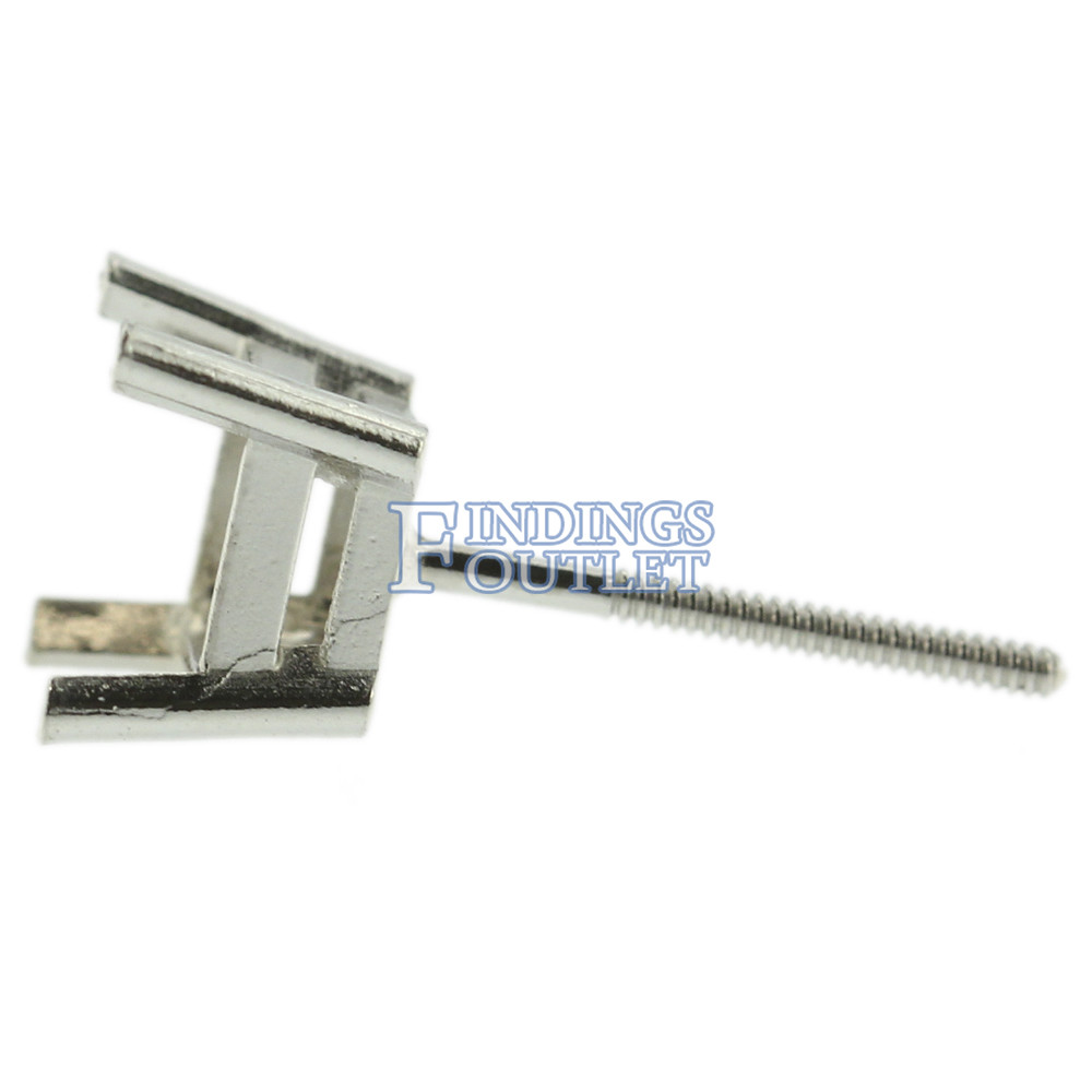 Platinum Princess Stud Earring Mounting Setting Heavy Screw Back Post 4 Prong