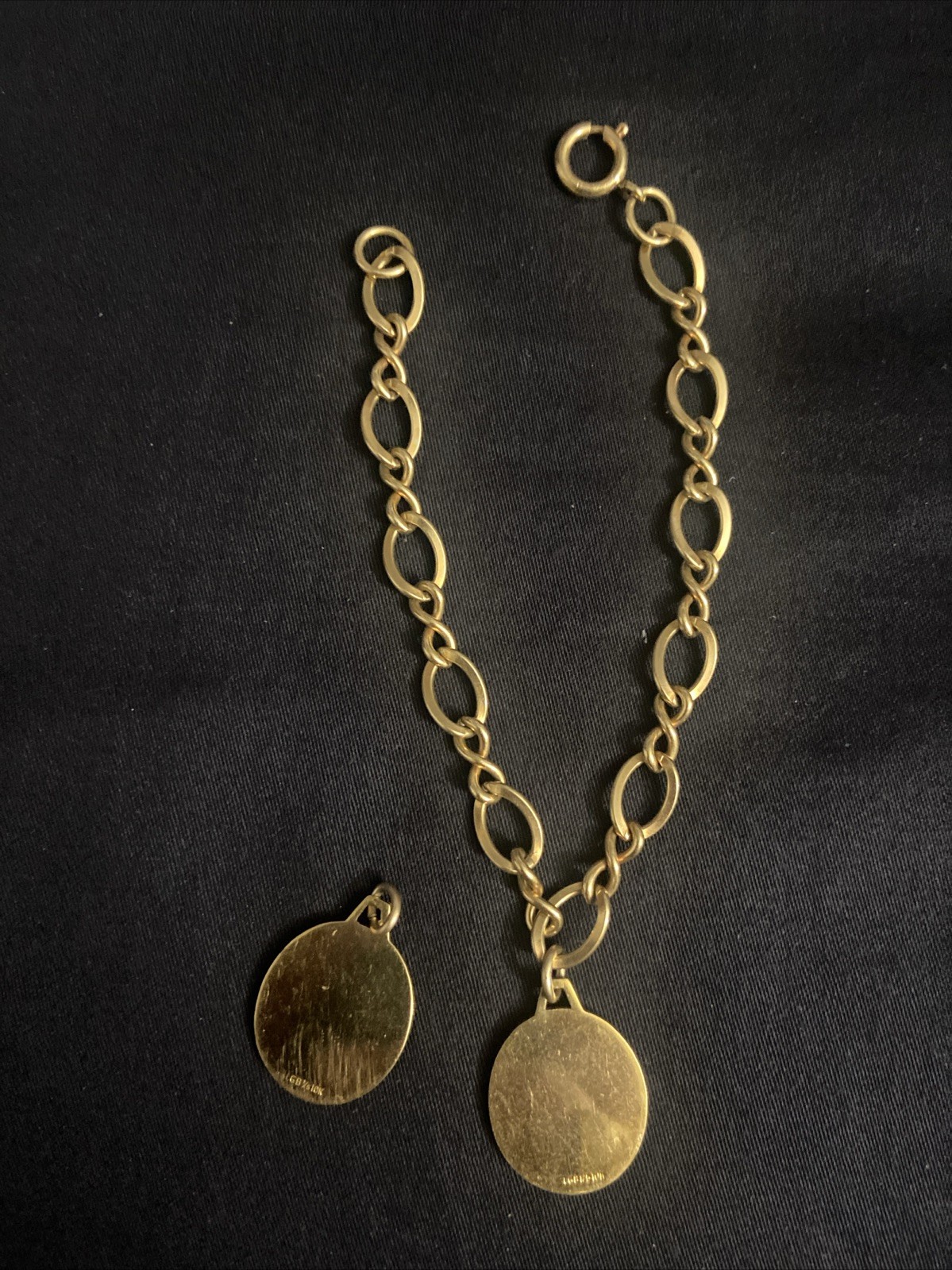 Vintage 12k Gold Filled Charm Bracelet 7.5” & (2) 1/5 10k GF Charms Set
