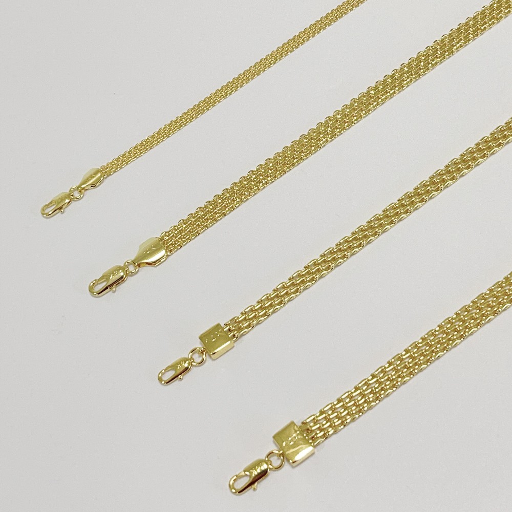 14k Yellow Gold 7″-8.5″ 8mm 6mm 4.7mm Bismark Link Chain Anklet Bracelet