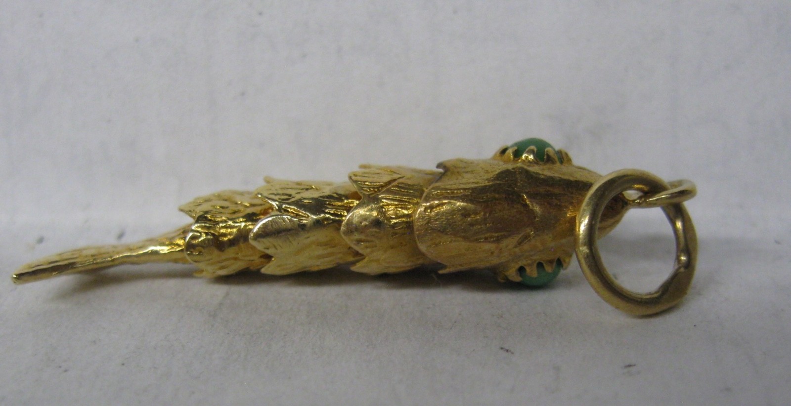 Vintage 18k Solid Gold Turquoise Movable 3D Chinese Koi Fish Pendant 6.8 Grams